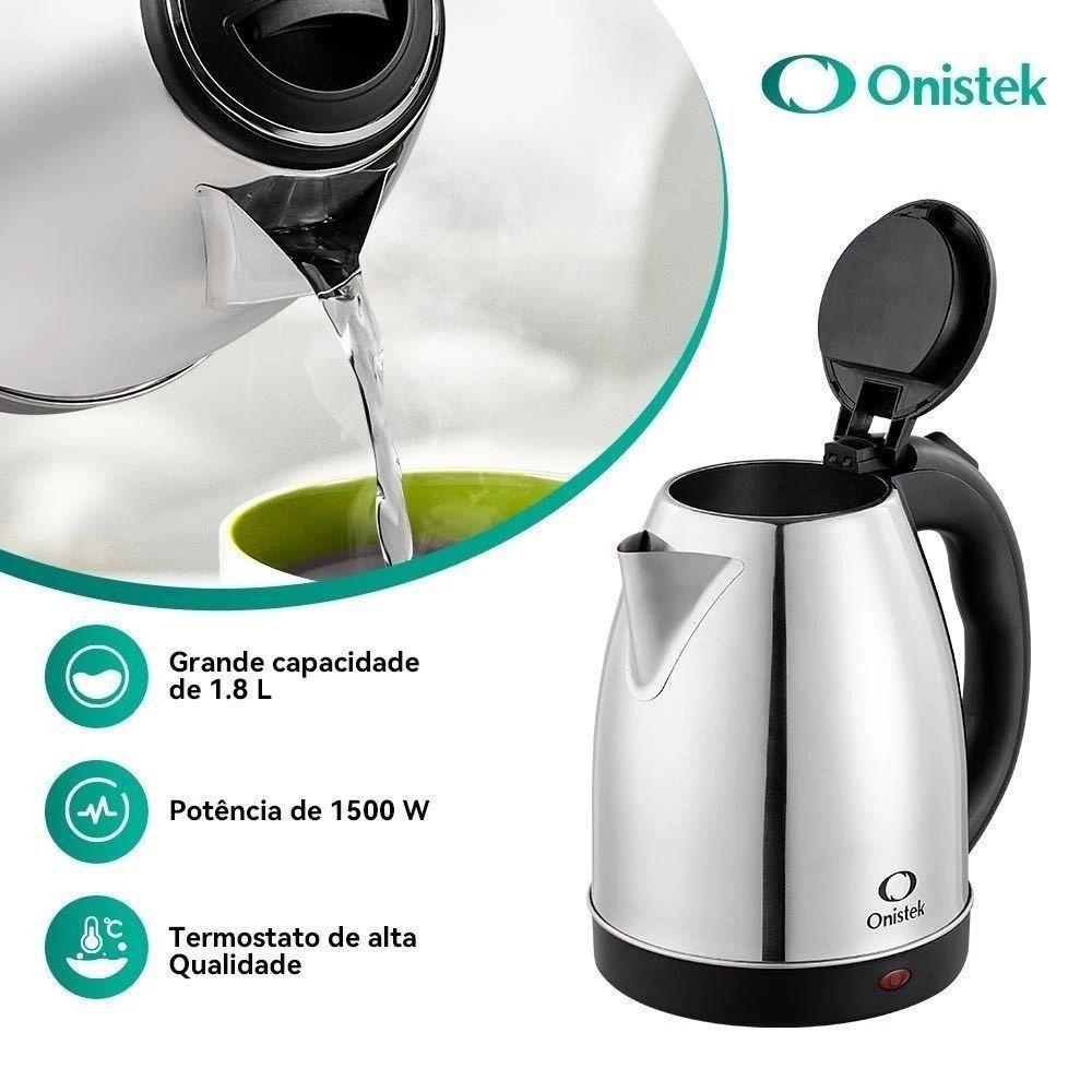 Chaleira Elétrica Onistek Original Inox 1,8l – Fervura Rápida, Segura E Automática - 110V - 7