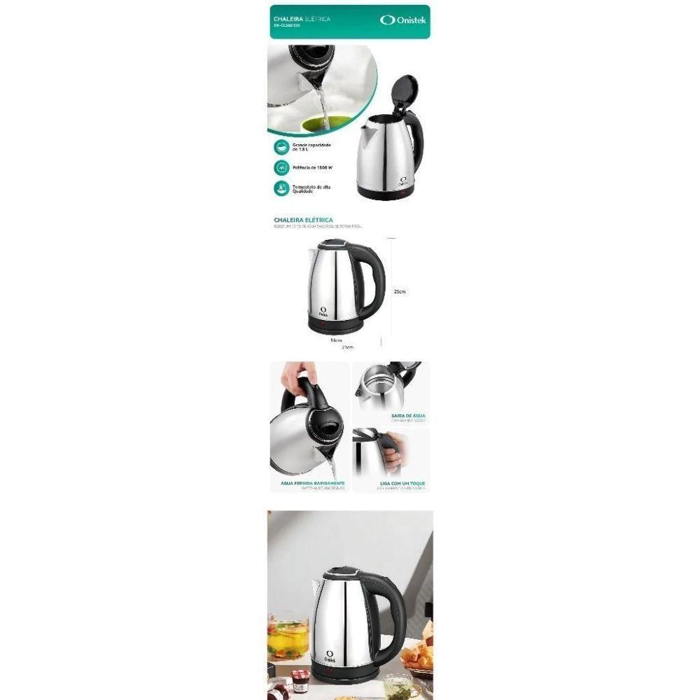 Chaleira Elétrica Onistek Original Inox 1,8l – Fervura Rápida, Segura E Automática - 110V - 9