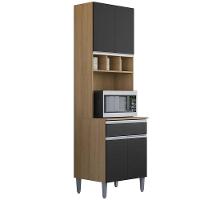 Paneleiro Duplo Cozinha 4 Portas Andréia Ajl Móveis Amêndoa Preto - 1