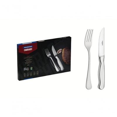 Jogo Para Churrasco Tramontina Classic Aço Inox Facas Jumbo Fio Serrilhado Alto Brilho 12 Peças