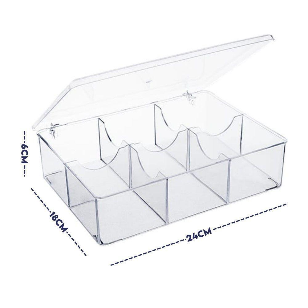 Caixa Acrílica Organizadora Sachês De Chá/açúcar 6 Divisórias Domama - 2