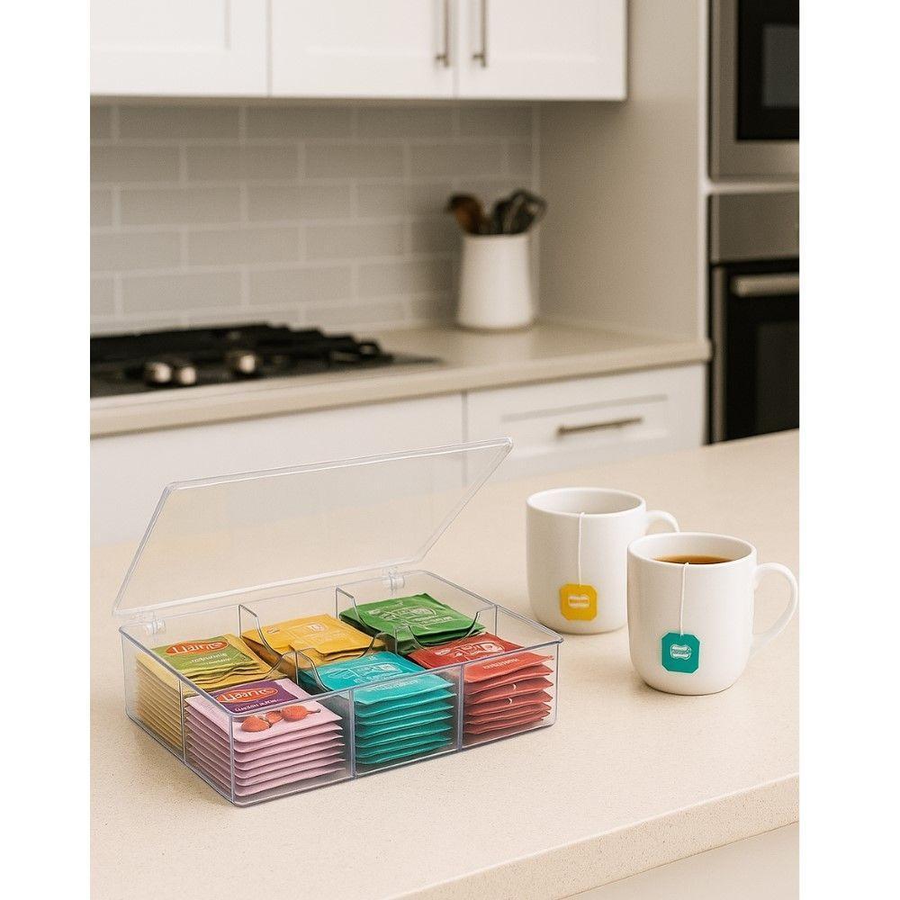 Caixa Acrílica Organizadora Sachês De Chá/açúcar 6 Divisórias Domama - 5