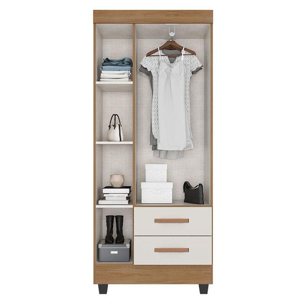 Guarda Roupa Solteiro Lite Ambiente 3 Portas Nature Off White - Móveis Leão - 2