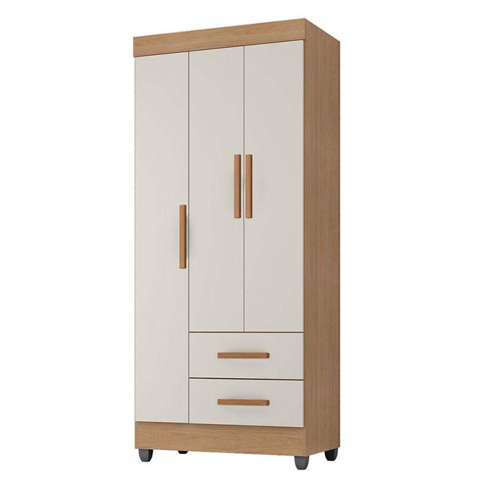 Guarda Roupa Solteiro Lite Ambiente 3 Portas Nature Off White - Móveis Leão - 5