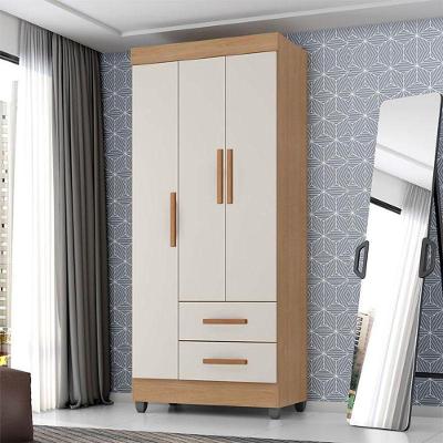 Guarda Roupa Solteiro Lite Ambiente 3 Portas Nature Off White - Móveis Leão