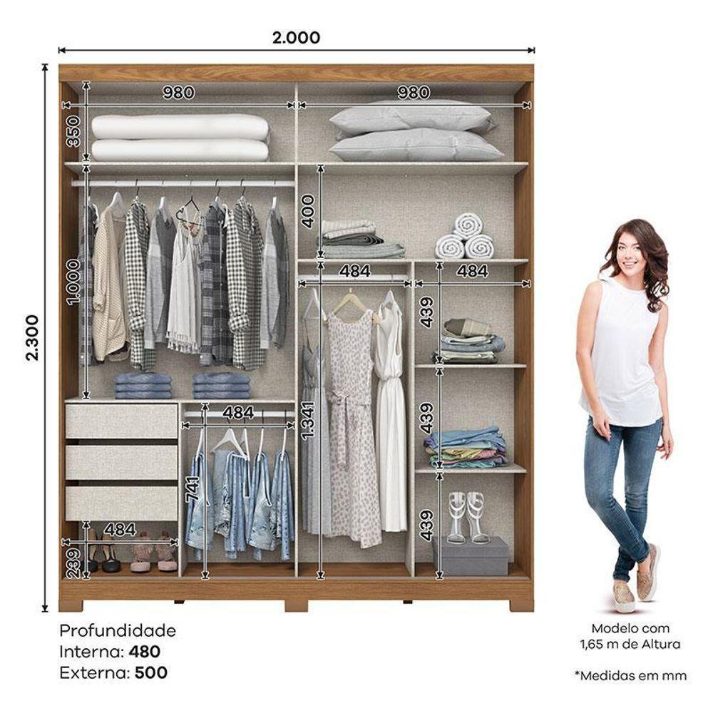 Guarda Roupa Solteiro Talles E Cômoda Ravenna Ambiente Nature Off White - Henn - 3