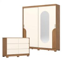 Guarda Roupa Solteiro Talles E Cômoda Ravenna Ambiente Nature Off White - Henn - 10