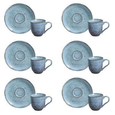 Conjunto de Xícara de Chá com Pires 6 Peças Bio Breeze em Cerâmica Stoneware Porto Brasil