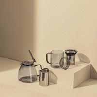 Bule Para Chá 1l Em Vidro E Aço Inox Com Infusor Fumê Oxford - 2