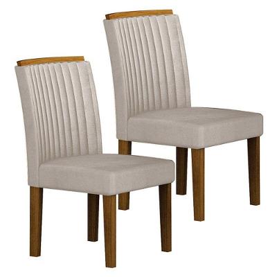 Cadeira Para Mesa De Jantar Jade Mdf Kit 2 Peças Freijó Joli Palha - Leifer Móveis