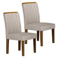 Cadeira Para Mesa De Jantar Jade Mdf Kit 2 Peças Freijó Joli Palha - Leifer Móveis - 1