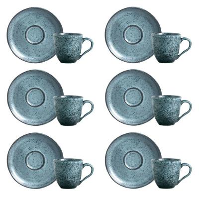 Conjunto de Xícara de Chá com Pires Bio Night Sky Cerâmica Stoneware Azul Porto Brasil