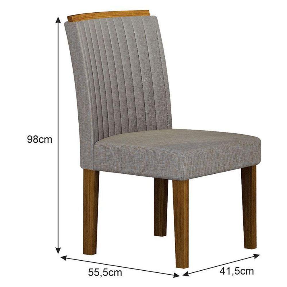 Cadeira Para Mesa De Jantar Jade Mdf Kit 2 Peças Freijó Linho Cinza - Leifer Móveis - 2
