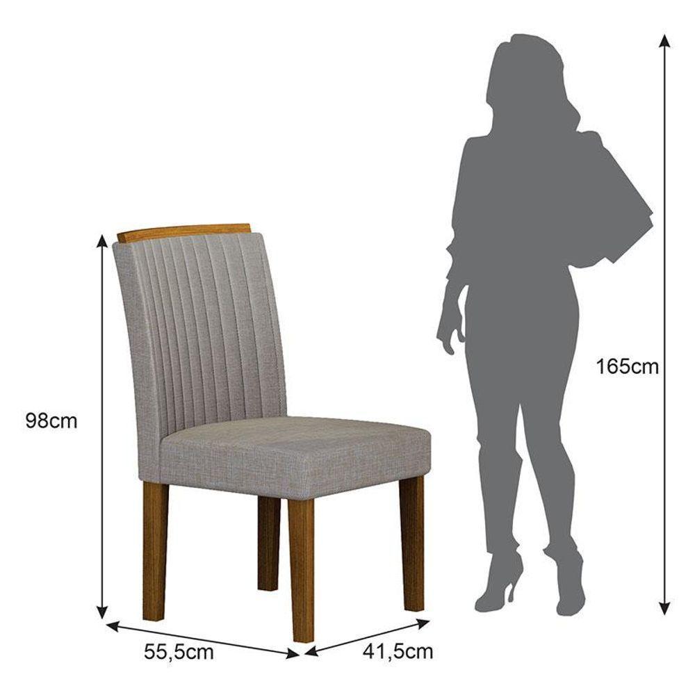 Cadeira Para Mesa De Jantar Jade Mdf Kit 2 Peças Freijó Linho Cinza - Leifer Móveis - 3