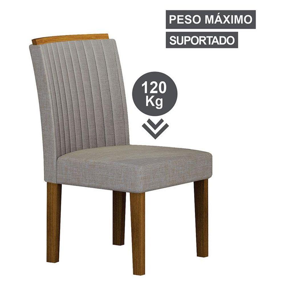 Cadeira Para Mesa De Jantar Jade Mdf Kit 2 Peças Freijó Linho Cinza - Leifer Móveis - 4