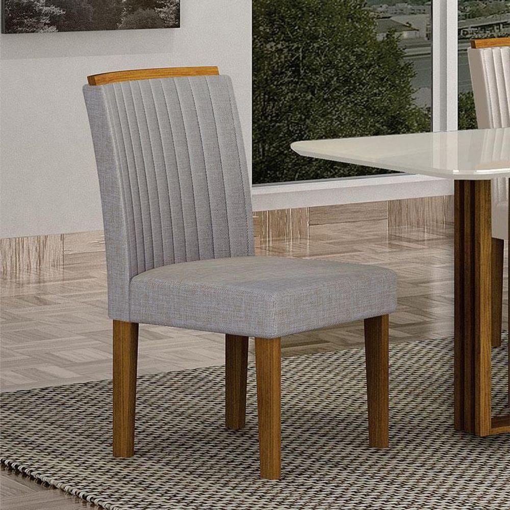 Cadeira Para Mesa De Jantar Jade Mdf Kit 2 Peças Freijó Linho Cinza - Leifer Móveis - 5