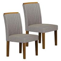 Cadeira Para Mesa De Jantar Jade Mdf Kit 2 Peças Freijó Linho Cinza - Leifer Móveis - 1