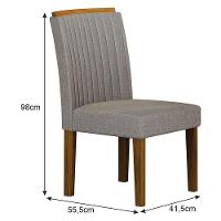 Cadeira Para Mesa De Jantar Jade Mdf Kit 2 Peças Freijó Linho Cinza - Leifer Móveis - 2
