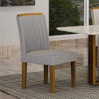 Cadeira Para Mesa De Jantar Jade Mdf Kit 2 Peças Freijó Linho Cinza - Leifer Móveis - 5
