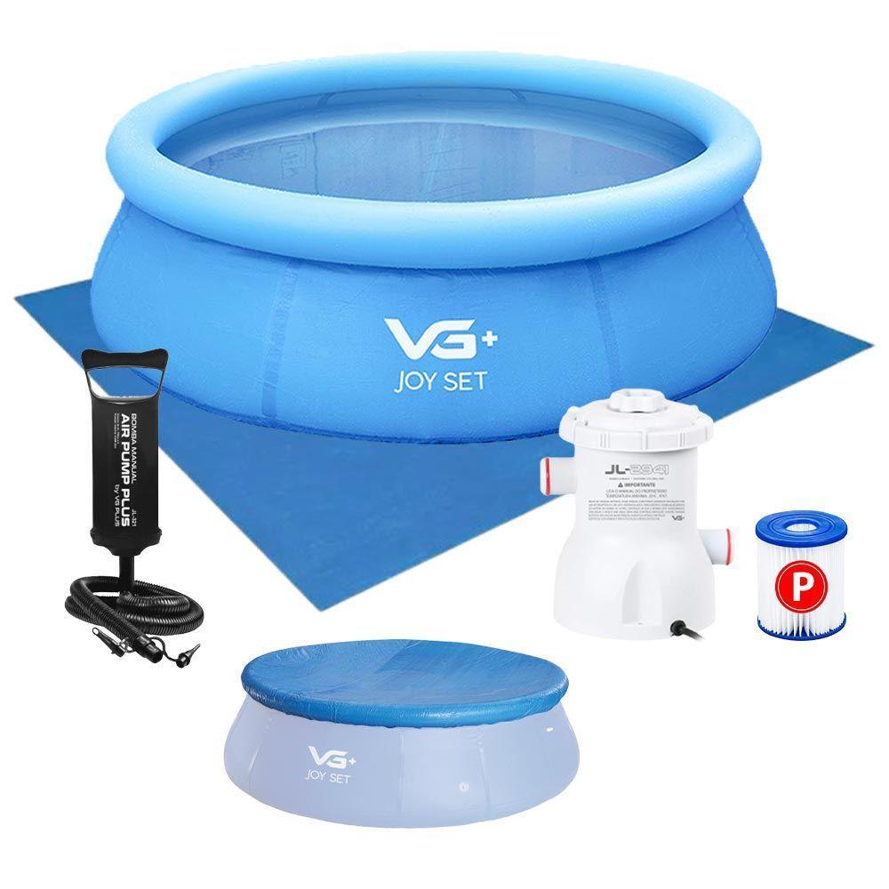 Piscina Inflável Joy Set 4760 L Circular 300 Cm Com Capa Filtro Bomba Forro Vg Plus 110v - 1