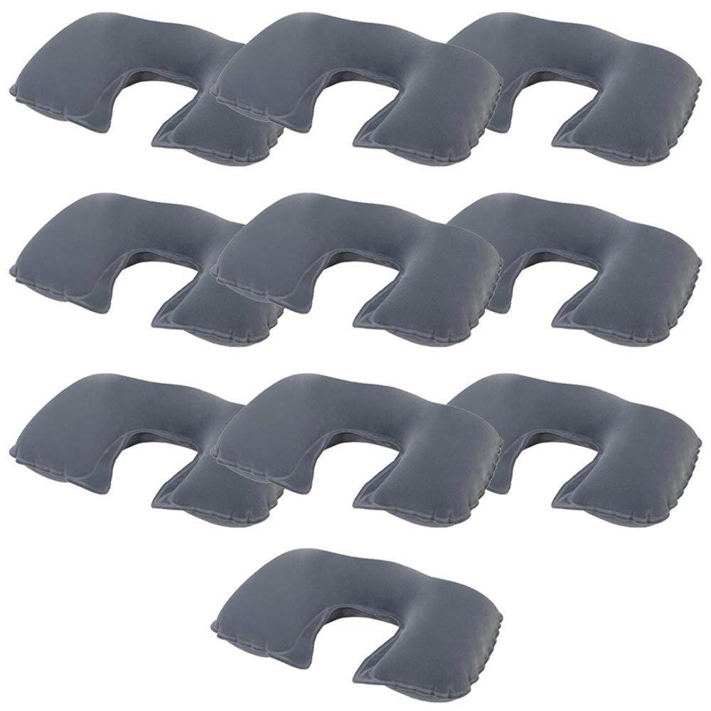 Kit 10 Travesseiros Inflável De Viagem Confortável Vinil Aveludado Avenli - 1