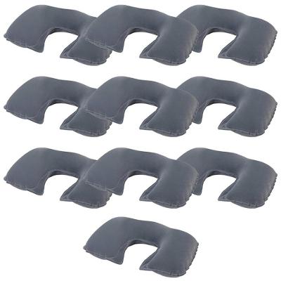 Kit 10 Travesseiros Inflável De Viagem Confortável Vinil Aveludado Avenli