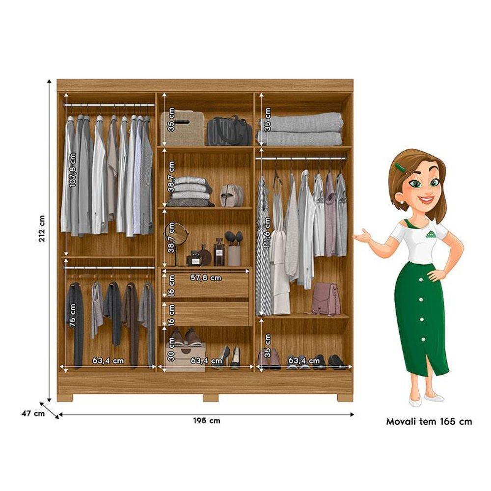 Guarda Roupa Casal Valença E Cômoda Georgia Freijó Cinza - Moval - 4