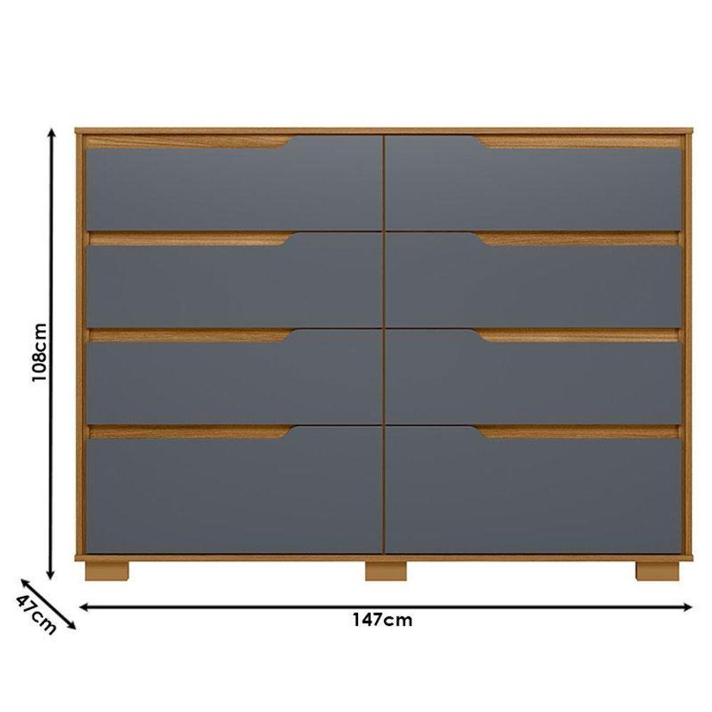 Guarda Roupa Casal Valença E Cômoda Georgia Freijó Cinza - Moval - 7