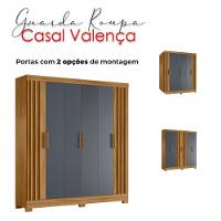 Guarda Roupa Casal Valença E Cômoda Georgia Freijó Cinza - Moval - 3