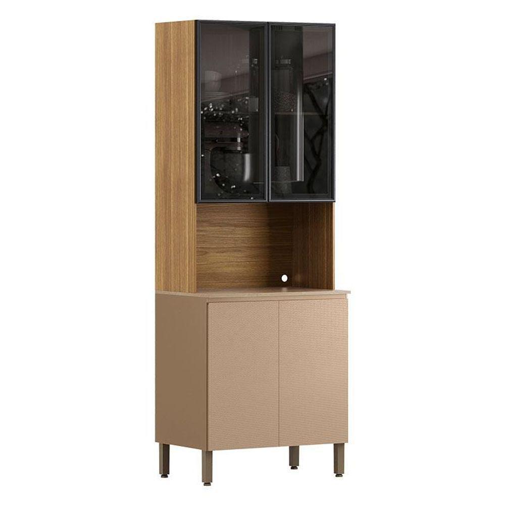 Armário Paneleiro 4 Portas Art 6010 Freijó Vanilla Abs Preto - Kits Paraná - 1