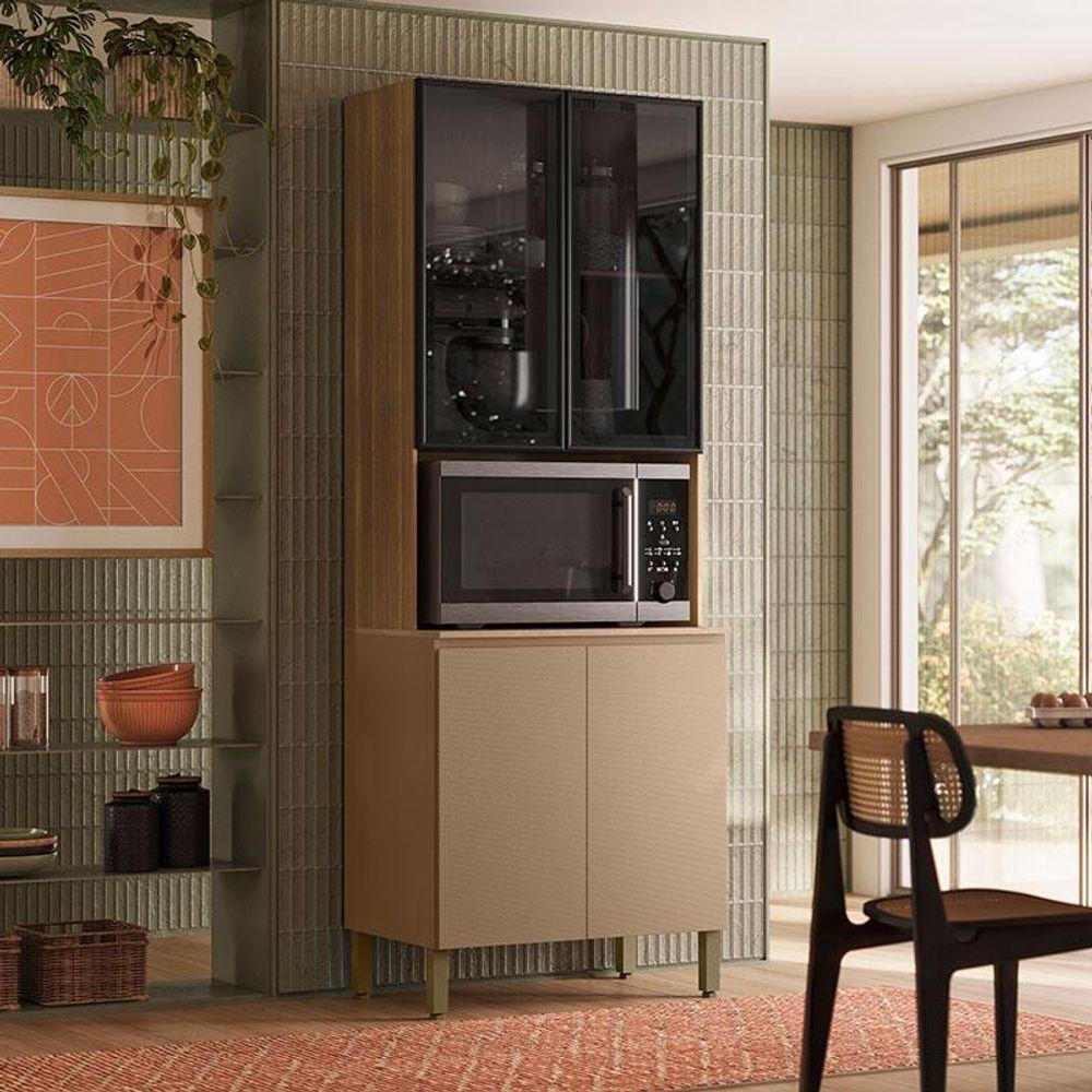 Armário Paneleiro 4 Portas Art 6010 Freijó Vanilla Abs Preto - Kits Paraná - 3