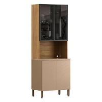 Armário Paneleiro 4 Portas Art 6010 Freijó Vanilla Abs Preto - Kits Paraná - 1