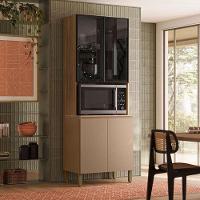 Armário Paneleiro 4 Portas Art 6010 Freijó Vanilla Abs Preto - Kits Paraná - 3