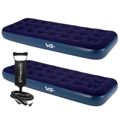 Kit 2 Colchões Infláveis Solteiro Flocked Comfort Com Bomba Manual Vg Plus