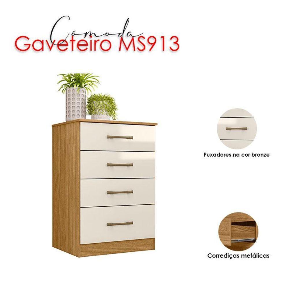 Guarda Roupa Solteiro Lima E Cômoda Ms913 Freijó Off White - Moval - 5