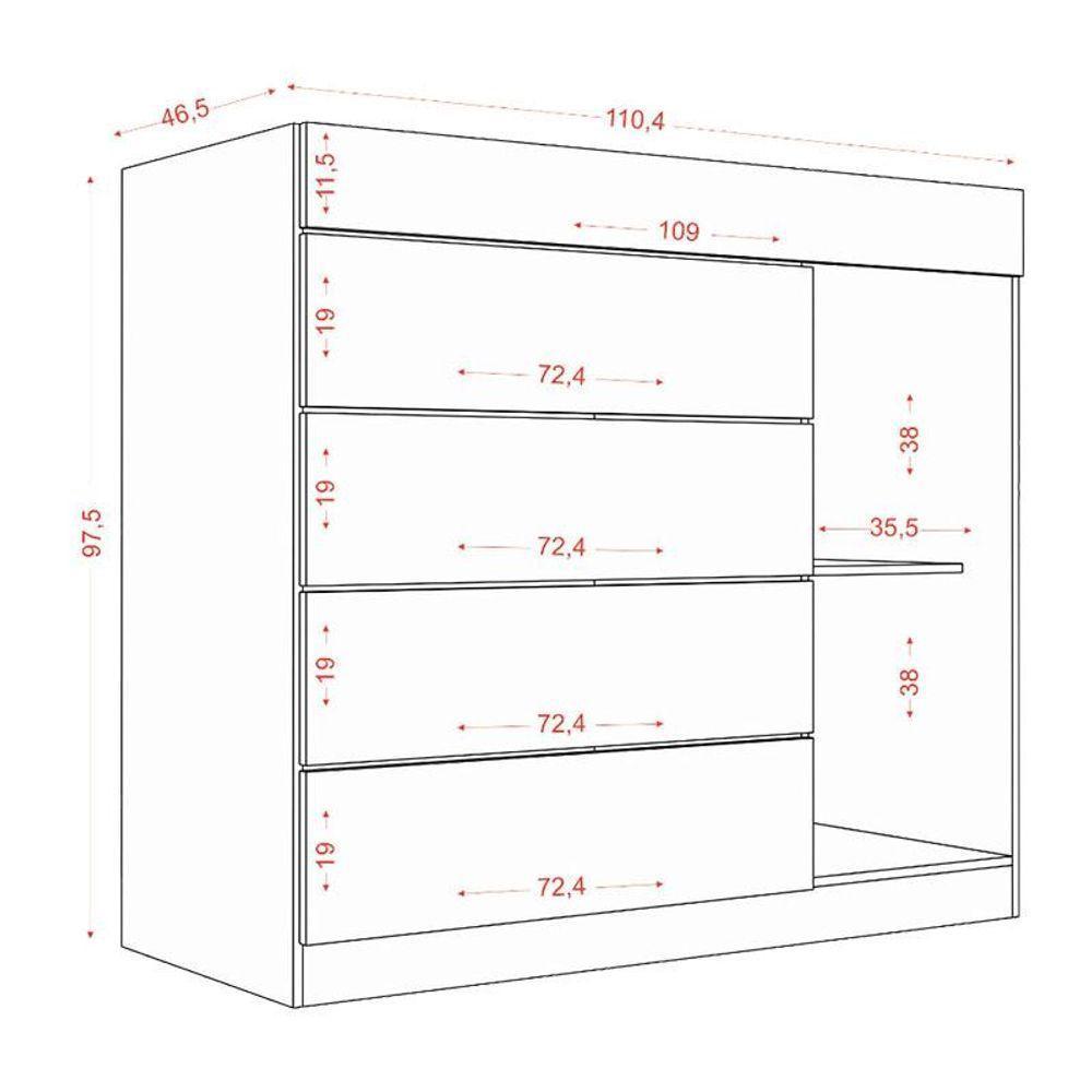 Guarda Roupa Casal Nápole 2045149 E Armário Multiuso New 2000192 E Cômoda Sevilha Branco - Aramóveis - 10