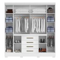 Guarda Roupa Casal Nápole 2045149 E Armário Multiuso New 2000192 E Cômoda Sevilha Branco - Aramóveis - 3