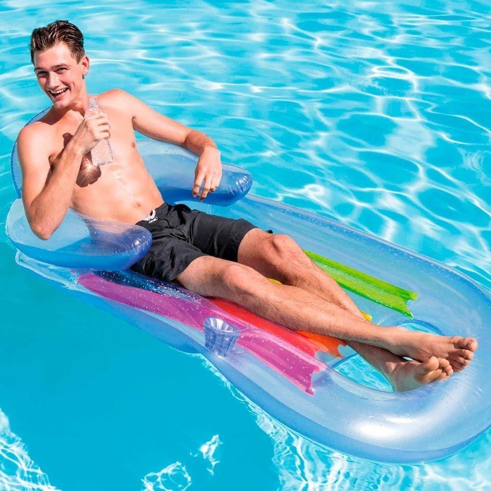 Colchão Inflável King Cool C/ Porta Copos Azul - Intex - 2