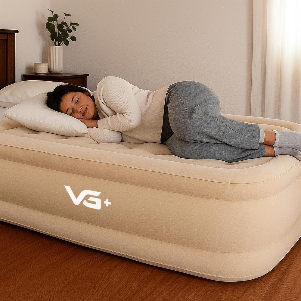 Colchão Inflável Solteiro Raised Com Inflador Lítio Usb Vg Plus Bege - 2