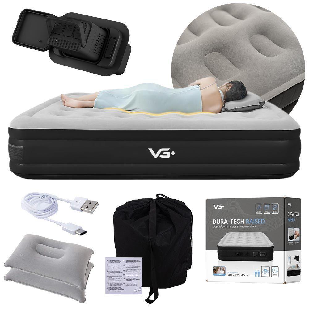 Colchão Inflável Casal Queen Raised Com Bomba Lítio Usb Vg Plus Preto - 5