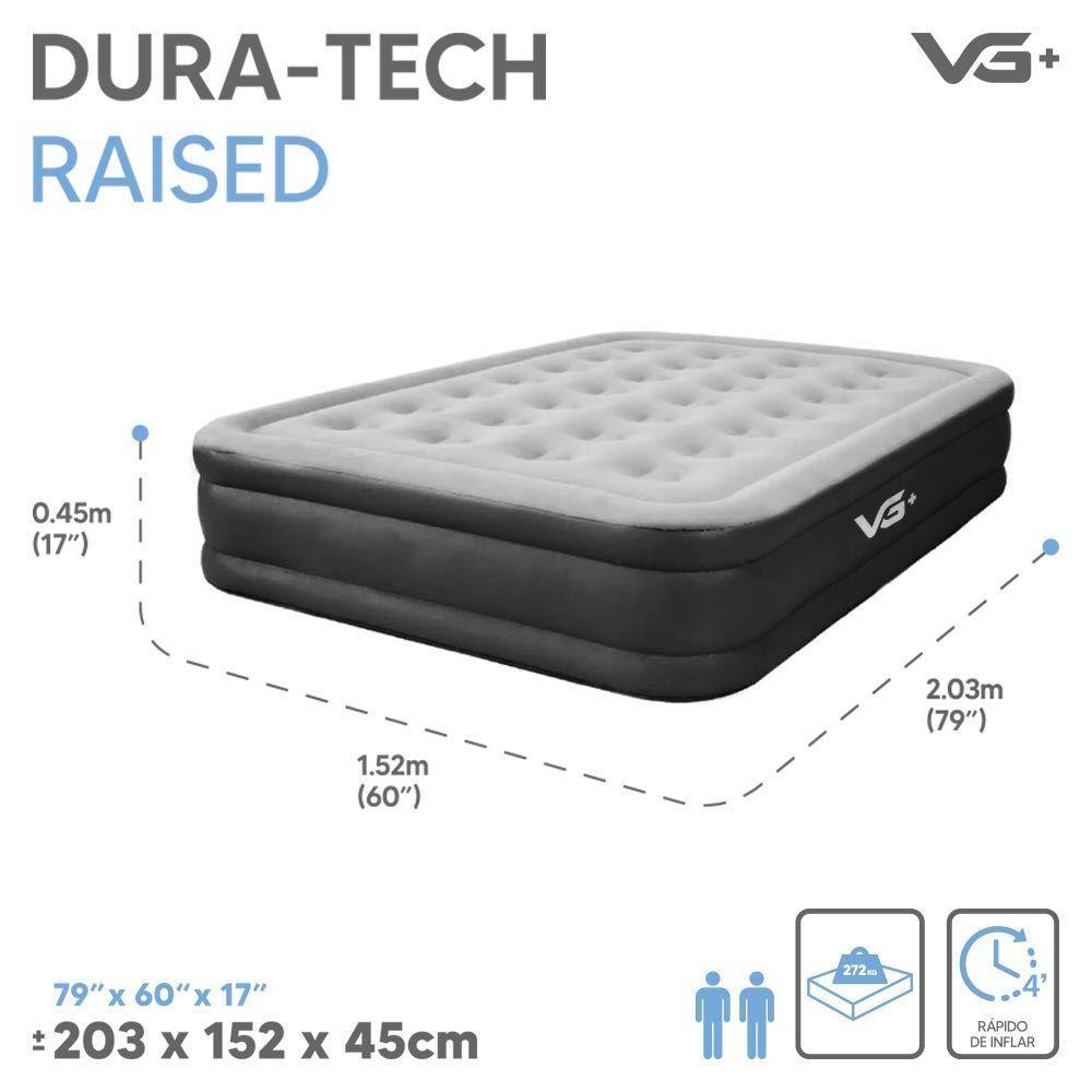 Colchão Inflável Casal Queen Raised Com Bomba Lítio Usb Vg Plus Preto - 6