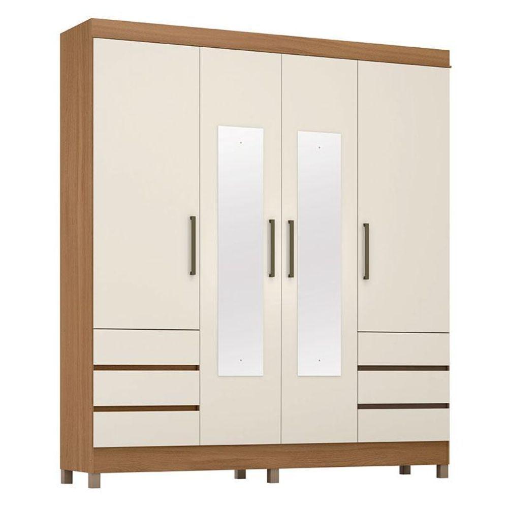 Guarda Roupa Casal Mônaco 4 Portas Com Espelho Amendola Off White - Demobile - 1