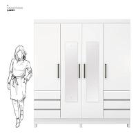 Guarda Roupa Casal Roma Ambiente 4 Portas Com Espelho Branco Brilho - Demobile - 5