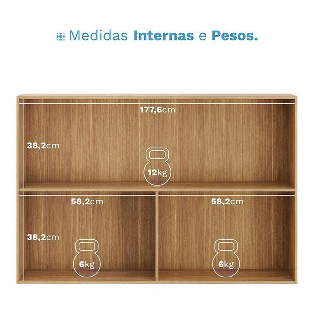 Armário Aéreo Art 6003 2 Portas De Vidro 120 Cm Freijó Abs Preto - Kits Paraná - 3