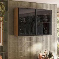 Armário Aéreo Art 6003 2 Portas De Vidro 120 Cm Freijó Abs Preto - Kits Paraná - 4