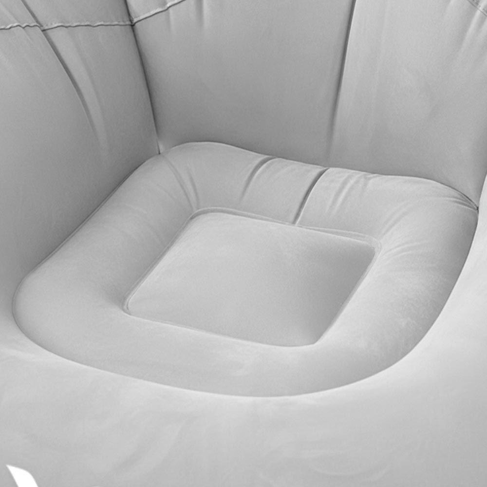 Kit 4 Poltrona Inflável Puff Lazy Fashion Aveludado Assento Pufe Vg Plus Cinza - 4