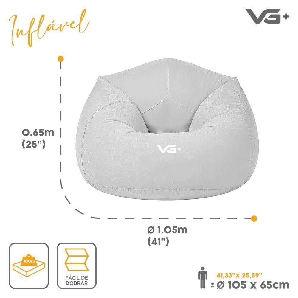 Kit 4 Poltrona Inflável Puff Lazy Fashion Aveludado Assento Pufe Vg Plus Cinza - 7