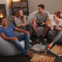 Kit 4 Poltrona Inflável Puff Lazy Fashion Aveludado Assento Pufe Vg Plus Cinza - 2