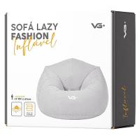 Kit 4 Poltrona Inflável Puff Lazy Fashion Aveludado Assento Pufe Vg Plus Cinza - 6