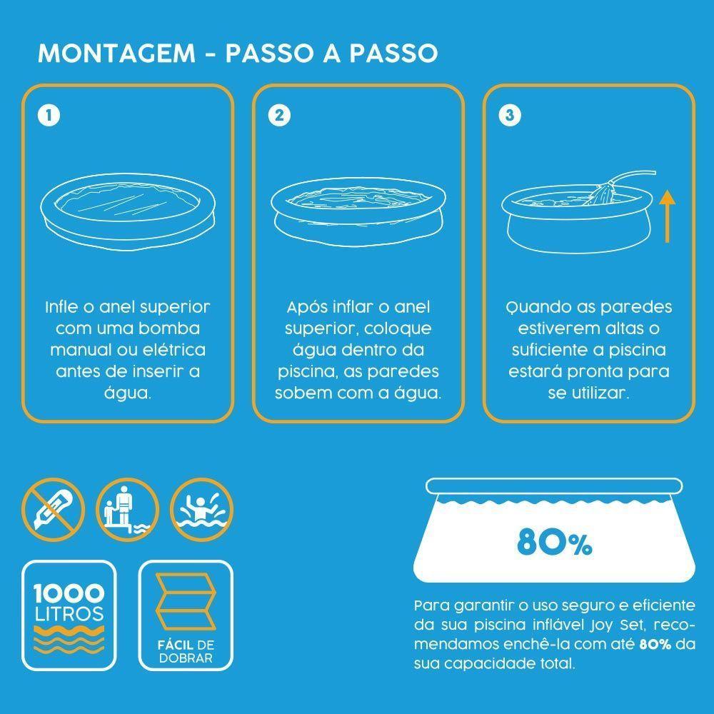 Piscina Inflável Joy Set 1000l Circular 183cm Azul Vg Plus - 3